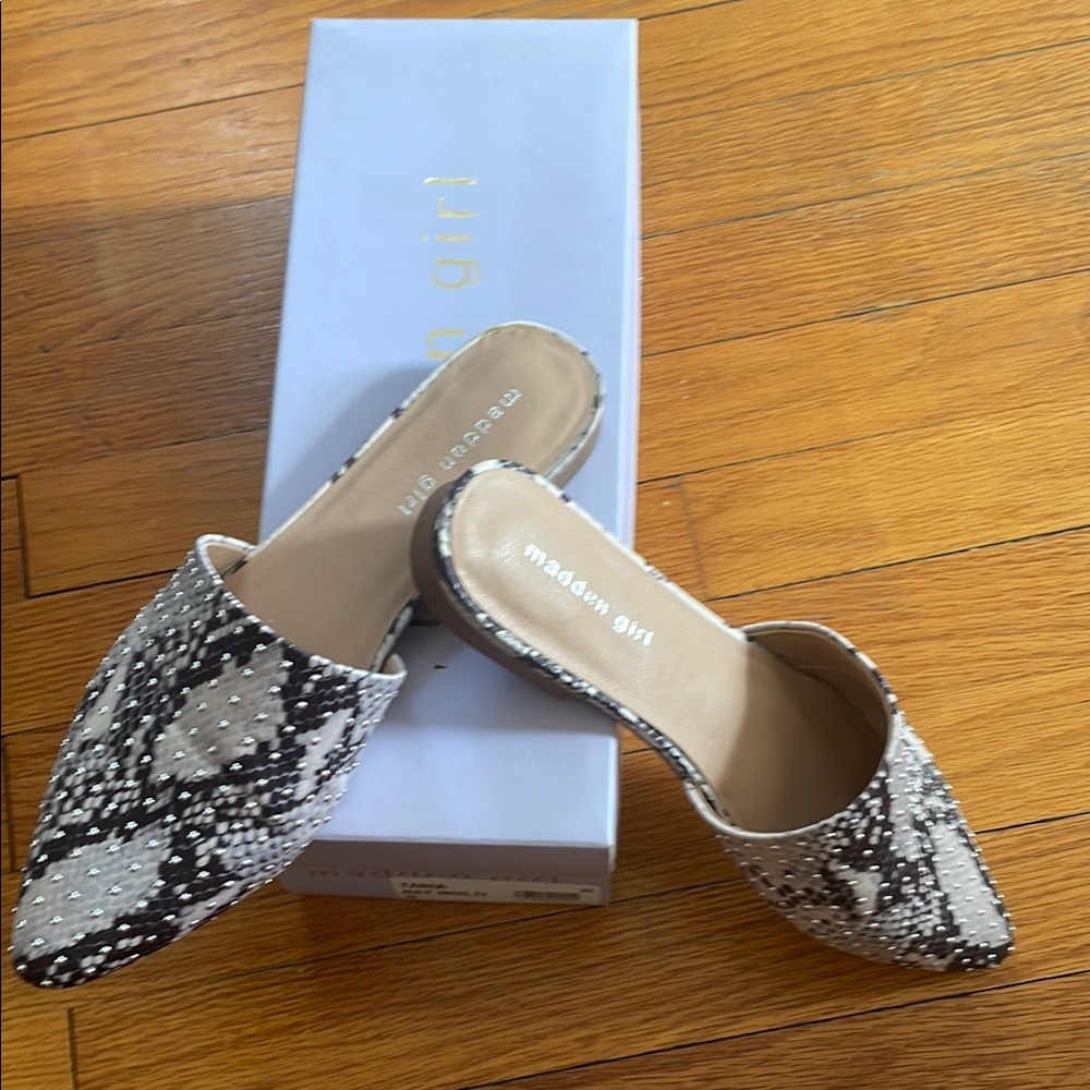 Madden Girl Black and White Women's Mules